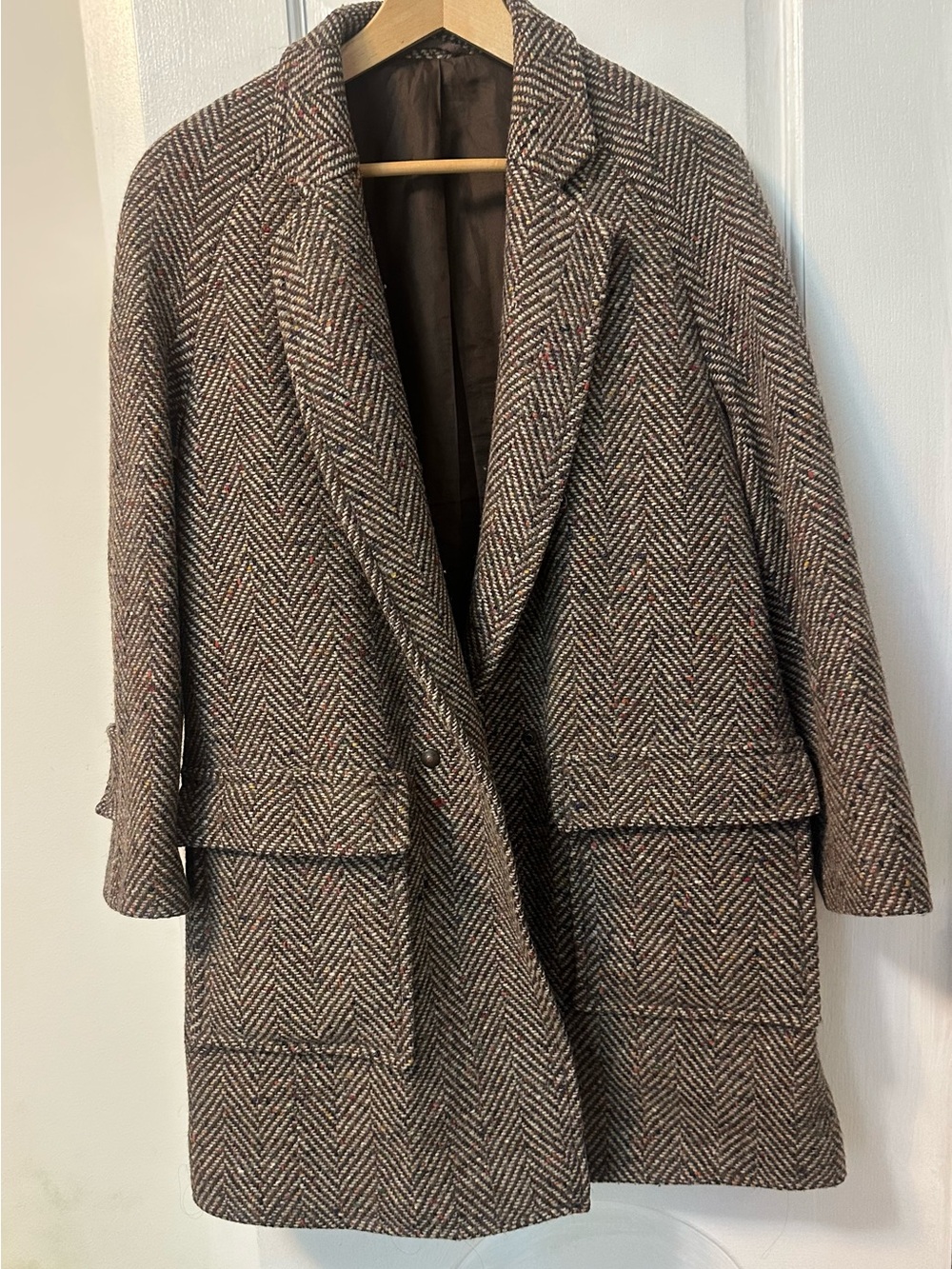 next Men's Brown Herringbone Pea Coat